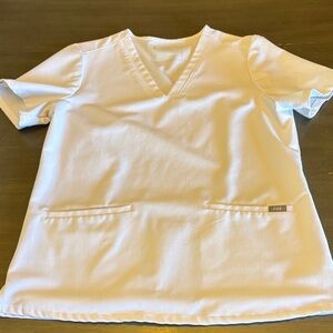 Figs Classic White V-Neck Scrub Top